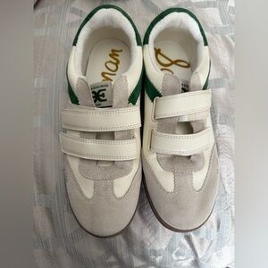 Sam Edelman unisex Cream and Green Velcro Sneakers